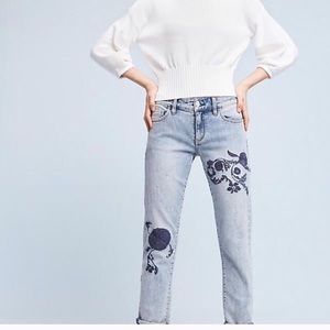 Anthropologie Pilcro Hyphen Embroidered Jeans 27